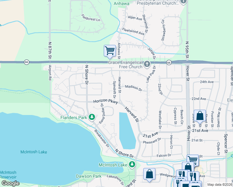 map of restaurants, bars, coffee shops, grocery stores, and more near 2218 Spindrift Drive in Longmont