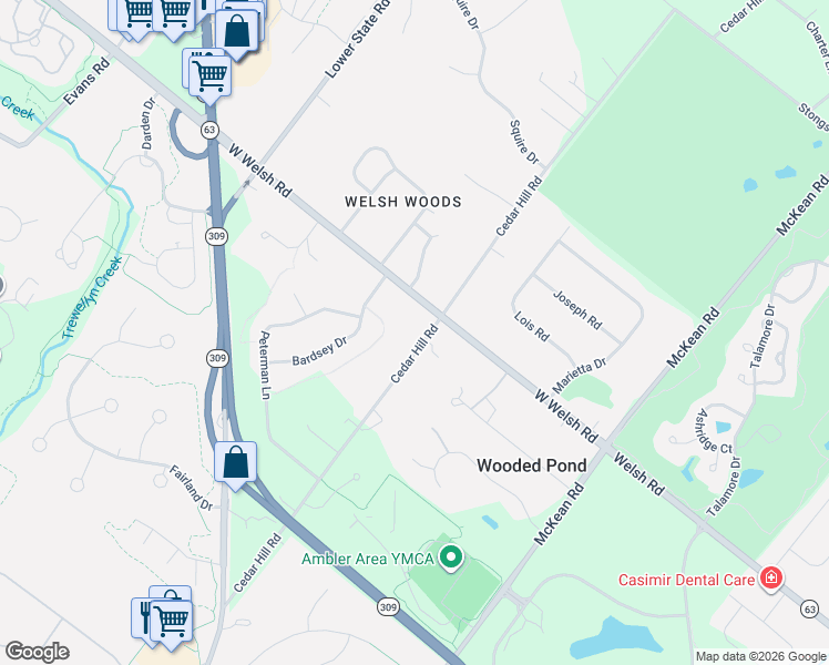 map of restaurants, bars, coffee shops, grocery stores, and more near 1604 Cedar Hill Road in Montgomery County