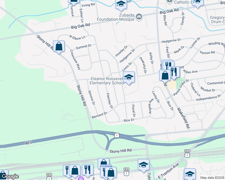 map of restaurants, bars, coffee shops, grocery stores, and more near 188 Share Drive in Morrisville