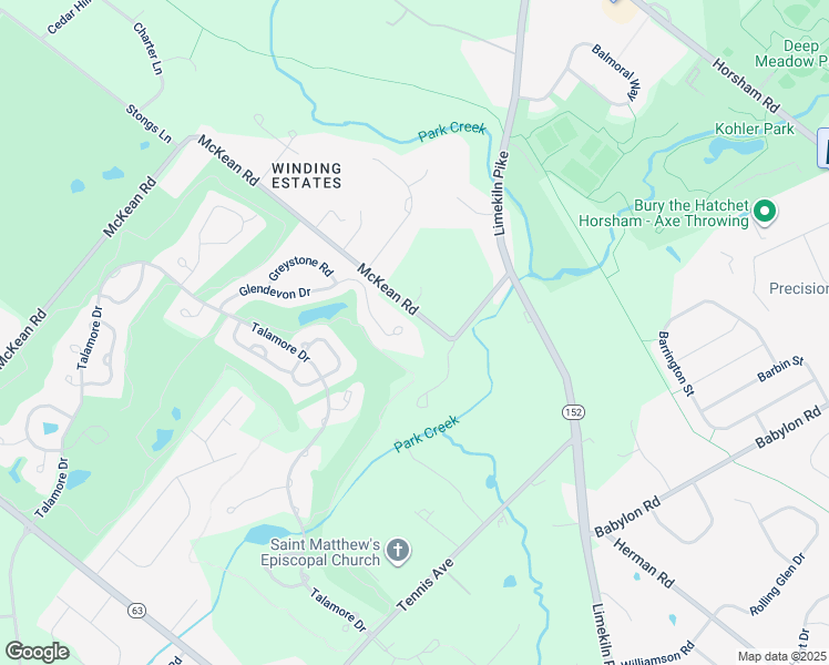 map of restaurants, bars, coffee shops, grocery stores, and more near 1001 Glendevon Drive in Ambler