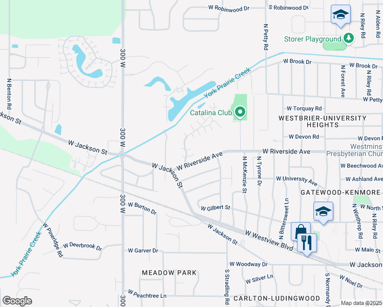 map of restaurants, bars, coffee shops, grocery stores, and more near 4304 Hawks Ridge in Muncie