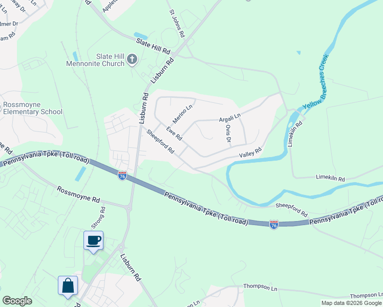 map of restaurants, bars, coffee shops, grocery stores, and more near 216 Ewe Rd in Mechanicsburg