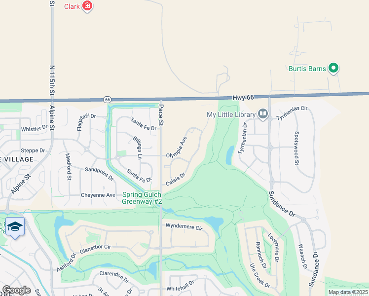 map of restaurants, bars, coffee shops, grocery stores, and more near 1122 Olympia Avenue in Longmont