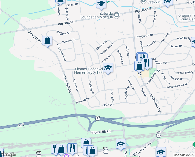 map of restaurants, bars, coffee shops, grocery stores, and more near 188 Share Drive in Morrisville