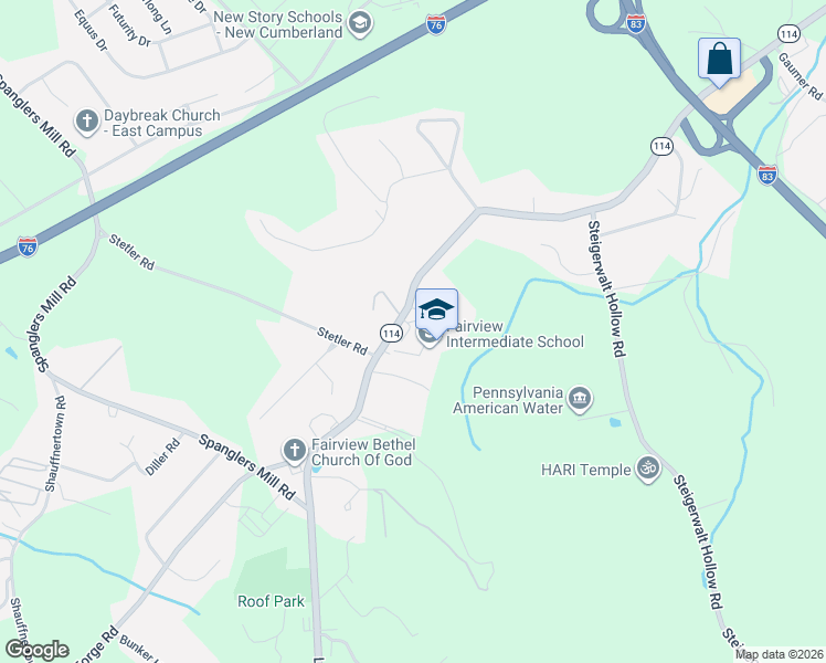 map of restaurants, bars, coffee shops, grocery stores, and more near 486 Lewisberry Road in New Cumberland