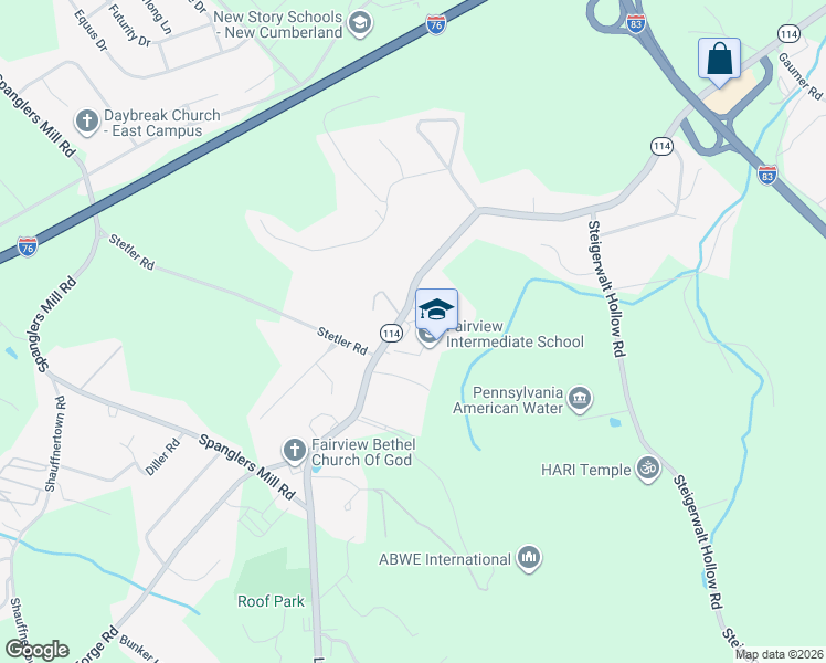 map of restaurants, bars, coffee shops, grocery stores, and more near 486 Lewisberry Road in New Cumberland