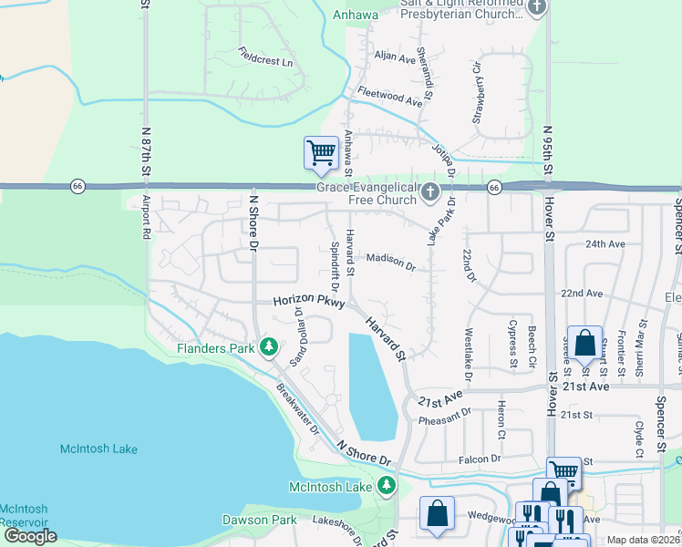 map of restaurants, bars, coffee shops, grocery stores, and more near 2218 Spindrift Drive in Longmont