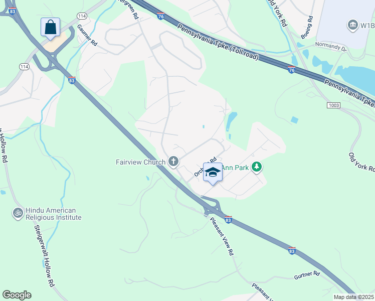map of restaurants, bars, coffee shops, grocery stores, and more near 207 Walnut Level Road in New Cumberland