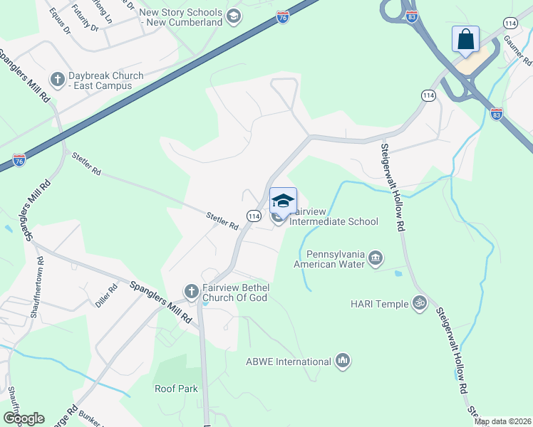 map of restaurants, bars, coffee shops, grocery stores, and more near 486 Lewisberry Road in New Cumberland