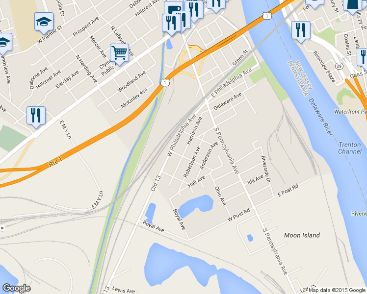 map of restaurants, bars, coffee shops, grocery stores, and more near 138 Harrison Avenue in Morrisville