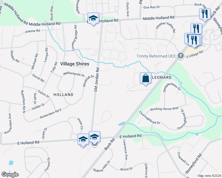 map of restaurants, bars, coffee shops, grocery stores, and more near 16 Brendan Court in Holland