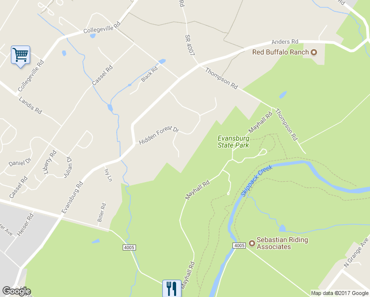 map of restaurants, bars, coffee shops, grocery stores, and more near 856 Appaloosa Court in Collegeville