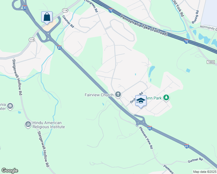 map of restaurants, bars, coffee shops, grocery stores, and more near 502 Evergreen Road in New Cumberland