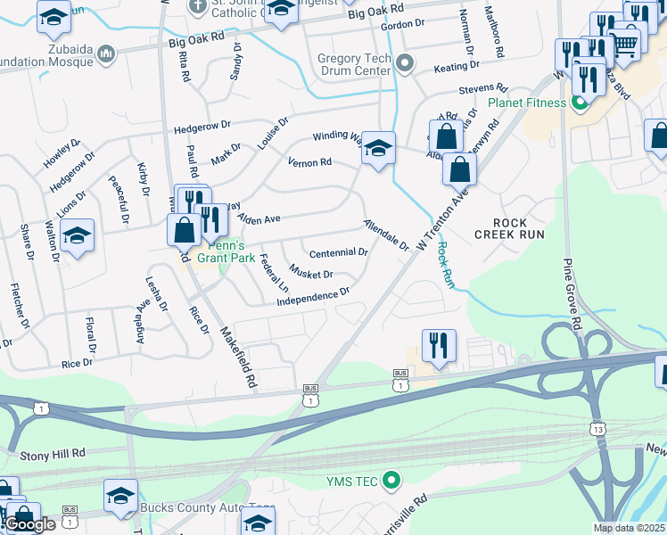 map of restaurants, bars, coffee shops, grocery stores, and more near 424 Musket Drive in Morrisville