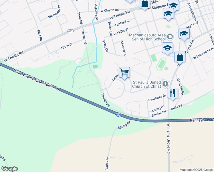 map of restaurants, bars, coffee shops, grocery stores, and more near 842 Tamanini Way in Mechanicsburg