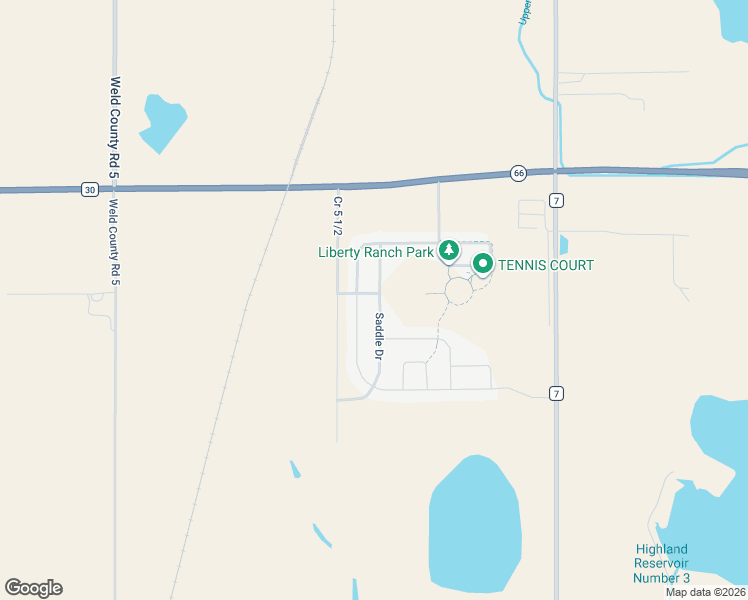 map of restaurants, bars, coffee shops, grocery stores, and more near 13713 Saddle Drive in Mead