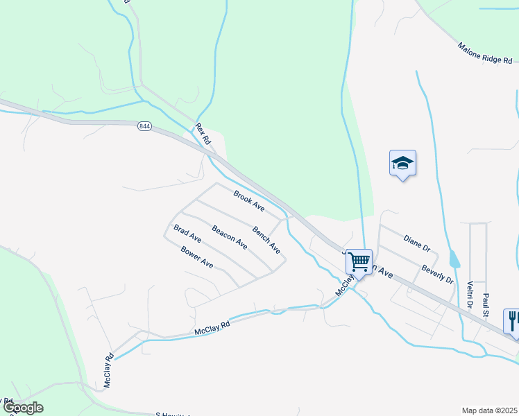 map of restaurants, bars, coffee shops, grocery stores, and more near 119 Brook Avenue in Washington