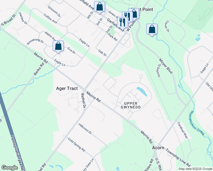 map of restaurants, bars, coffee shops, grocery stores, and more near 2408 Lilac Court in Lansdale