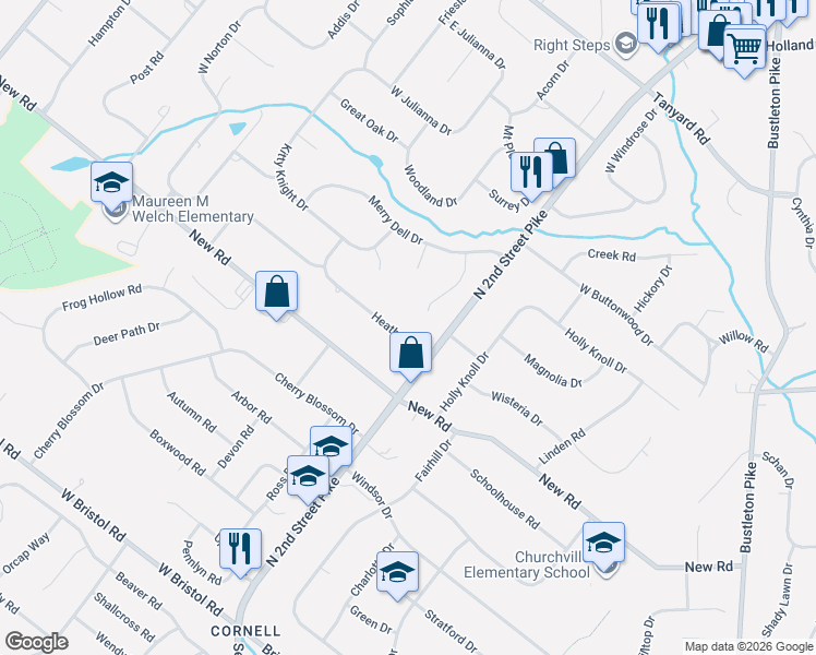 map of restaurants, bars, coffee shops, grocery stores, and more near 18 Heather Road in Southampton