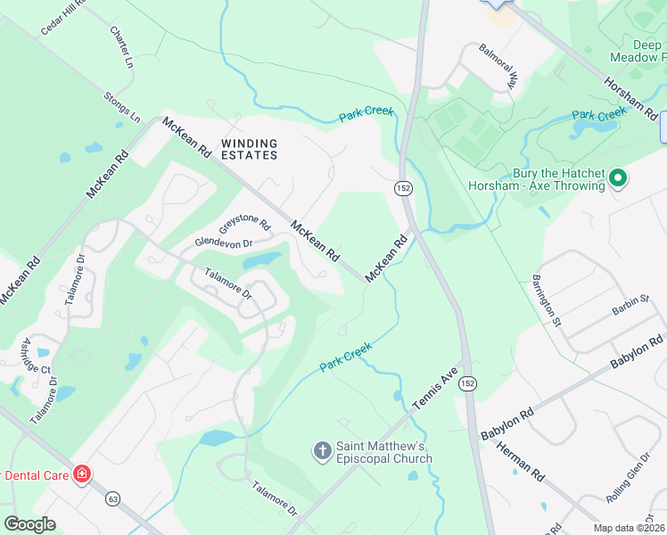 map of restaurants, bars, coffee shops, grocery stores, and more near 1001 Glendevon Drive in Ambler