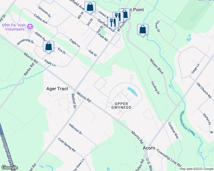 map of restaurants, bars, coffee shops, grocery stores, and more near 5205 Lilac Court in Lansdale