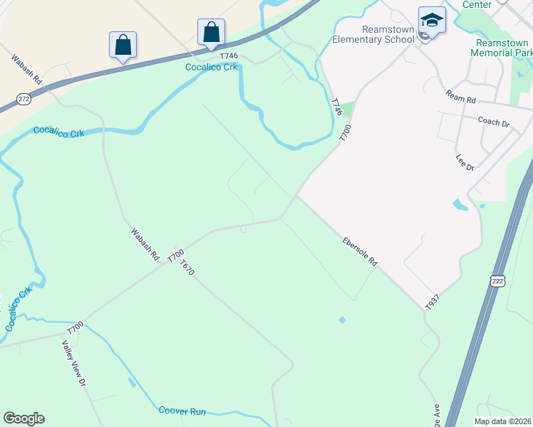map of restaurants, bars, coffee shops, grocery stores, and more near 284 South Reamstown Road in Ephrata