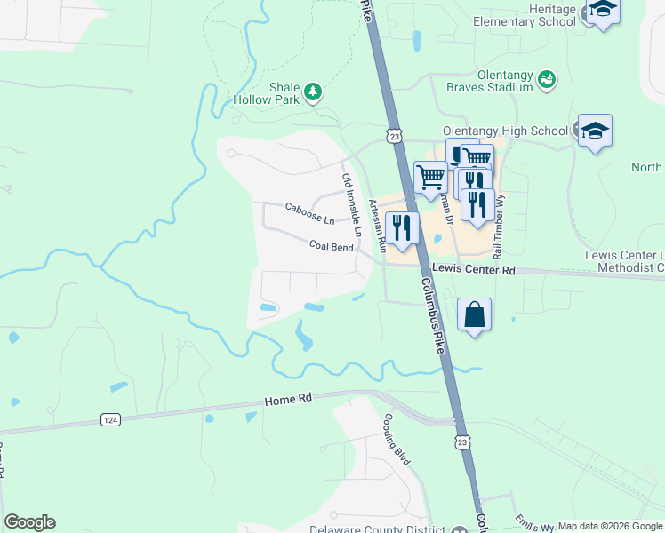 map of restaurants, bars, coffee shops, grocery stores, and more near 6691 Silverton Lane in Delaware
