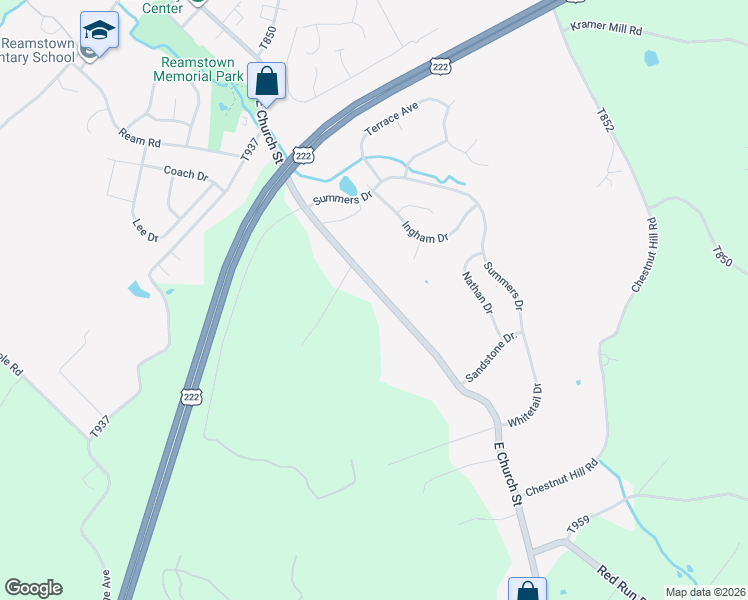 map of restaurants, bars, coffee shops, grocery stores, and more near 147 East Church Street in Stevens