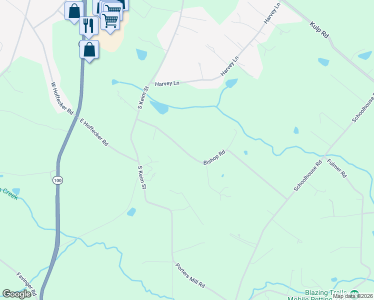 map of restaurants, bars, coffee shops, grocery stores, and more near 127 Bishop Road in Pottstown