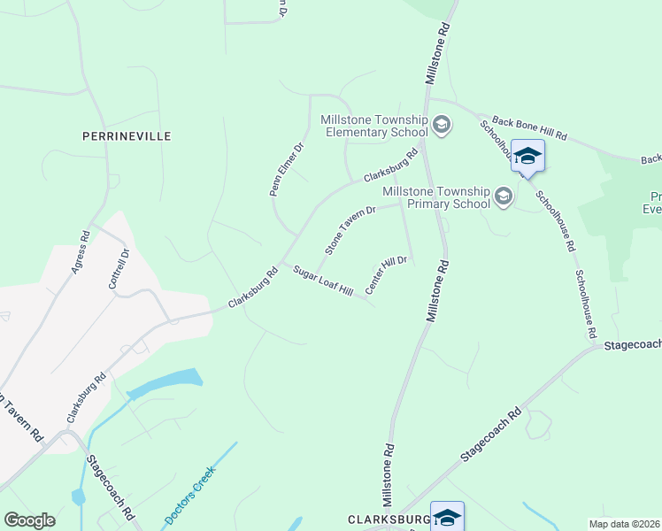 map of restaurants, bars, coffee shops, grocery stores, and more near 1 Stone Tavern Drive in Millstone
