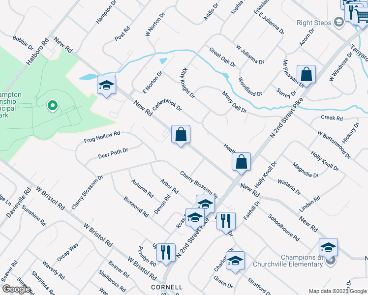 map of restaurants, bars, coffee shops, grocery stores, and more near 550 New Road in Southampton