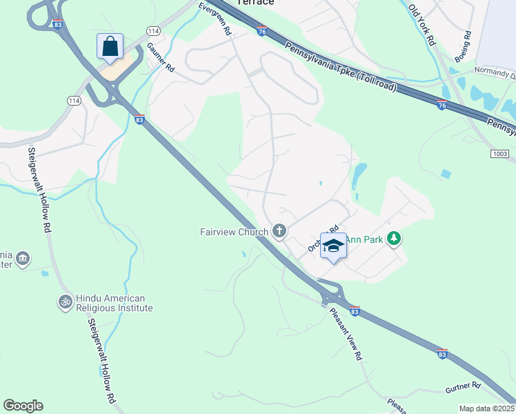 map of restaurants, bars, coffee shops, grocery stores, and more near 502 Evergreen Road in New Cumberland