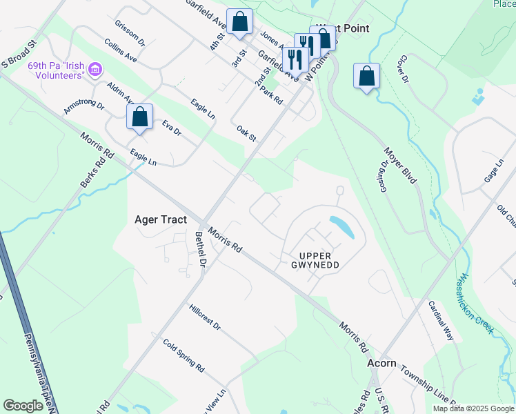 map of restaurants, bars, coffee shops, grocery stores, and more near 3106 Lilac Court in Lansdale