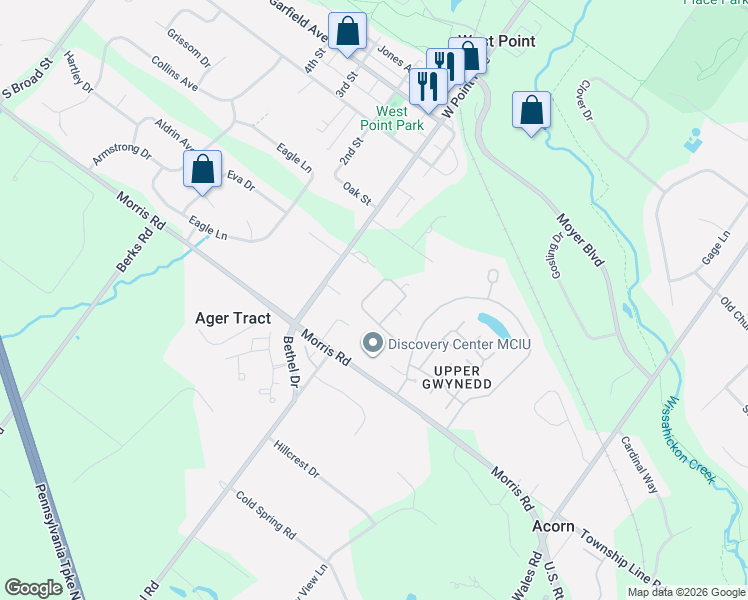 map of restaurants, bars, coffee shops, grocery stores, and more near 2408 Lilac Court in Lansdale