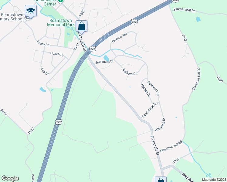 map of restaurants, bars, coffee shops, grocery stores, and more near 147 East Church Street in Stevens