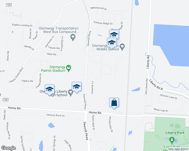 map of restaurants, bars, coffee shops, grocery stores, and more near 3373 Royal Belfast Boulevard in Powell