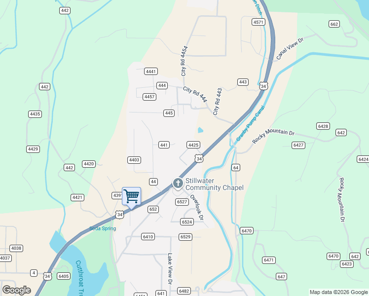 map of restaurants, bars, coffee shops, grocery stores, and more near 3 County Road 4425 in Grand Lake