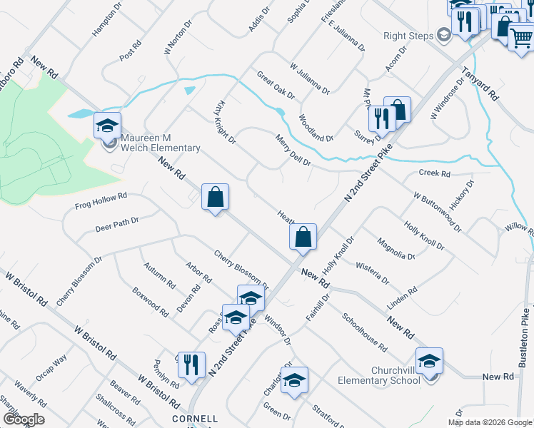 map of restaurants, bars, coffee shops, grocery stores, and more near 479 New Road in Southampton