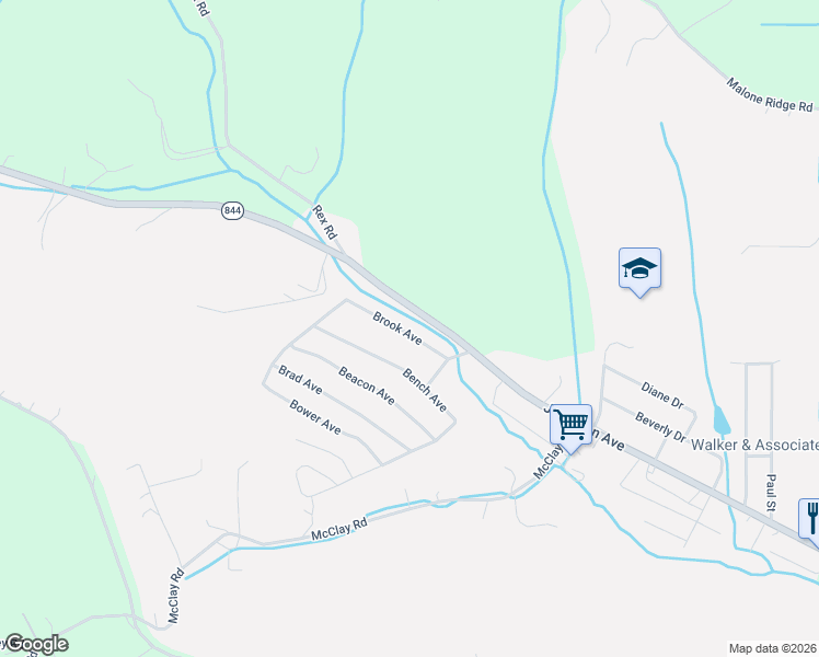 map of restaurants, bars, coffee shops, grocery stores, and more near 119 Brook Avenue in Washington