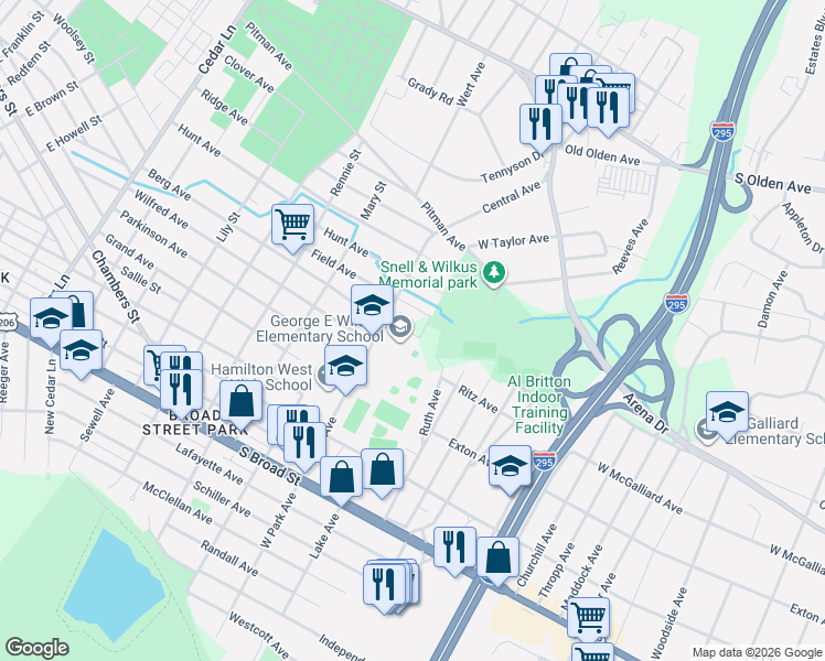 map of restaurants, bars, coffee shops, grocery stores, and more near 600 East Park Avenue in Hamilton Township