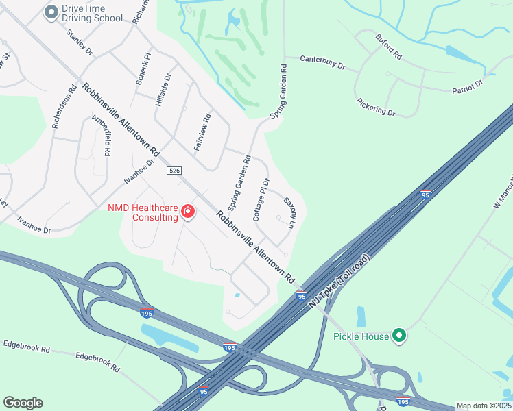 map of restaurants, bars, coffee shops, grocery stores, and more near 22 Cottage Place Drive in Robbinsville Township