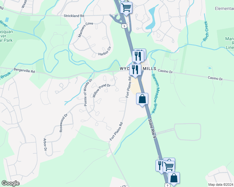 map of restaurants, bars, coffee shops, grocery stores, and more near 33 Chinkaberry Court in Howell
