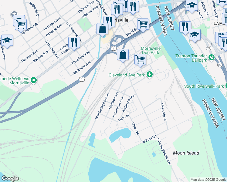 map of restaurants, bars, coffee shops, grocery stores, and more near 615 Coleman Avenue in Morrisville