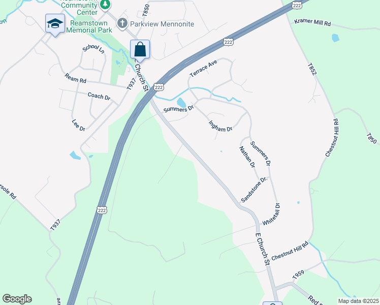 map of restaurants, bars, coffee shops, grocery stores, and more near 141 East Church Street in Stevens