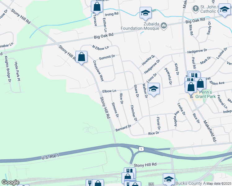 map of restaurants, bars, coffee shops, grocery stores, and more near 9 Elbow Lane in Morrisville