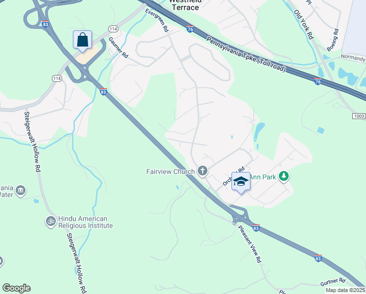 map of restaurants, bars, coffee shops, grocery stores, and more near 402 Summit Road in New Cumberland