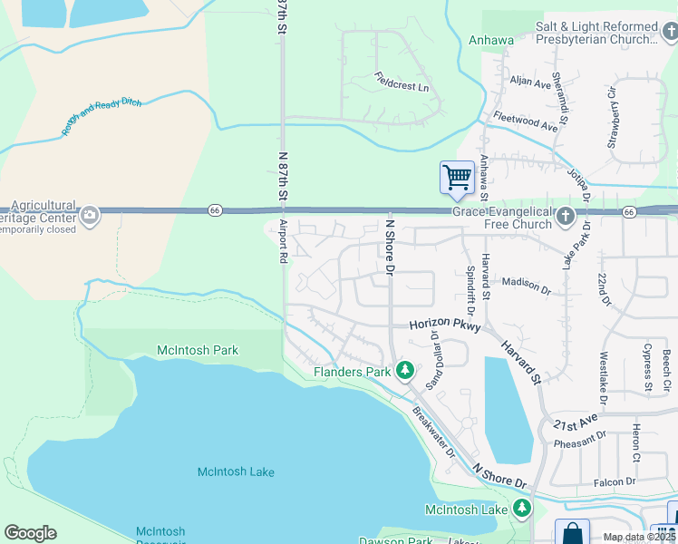 map of restaurants, bars, coffee shops, grocery stores, and more near 3226 Lake Park Way in Longmont