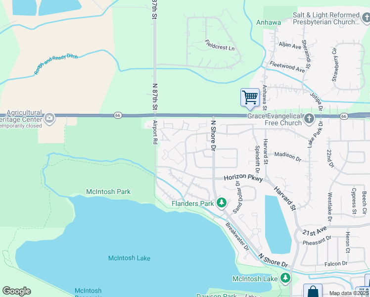 map of restaurants, bars, coffee shops, grocery stores, and more near 3135 Lake Park Way in Longmont