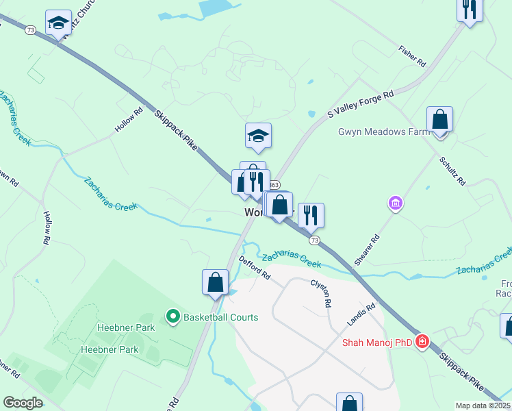 map of restaurants, bars, coffee shops, grocery stores, and more near in Worcester