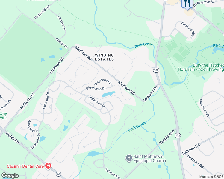 map of restaurants, bars, coffee shops, grocery stores, and more near 2G-45 Glendevon Drive in Ambler